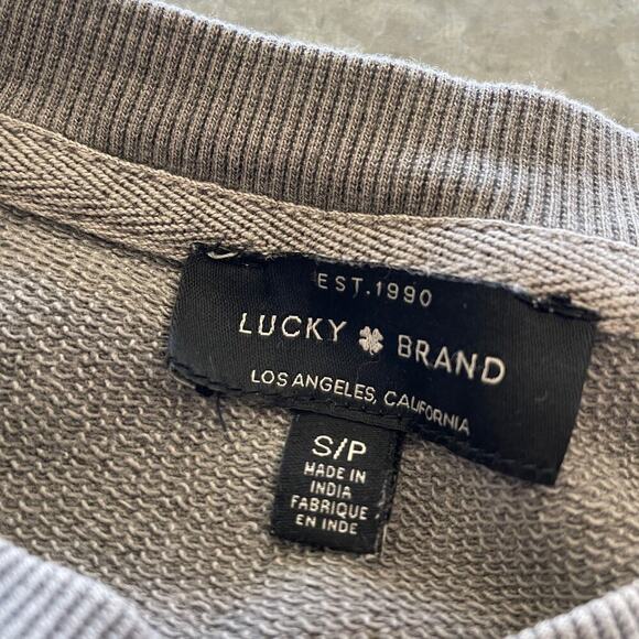 Lucky Brand Pleated Sweatshirt Womens Small Gray Cotton Front Pleat Minimalist - Picture 5 of 10